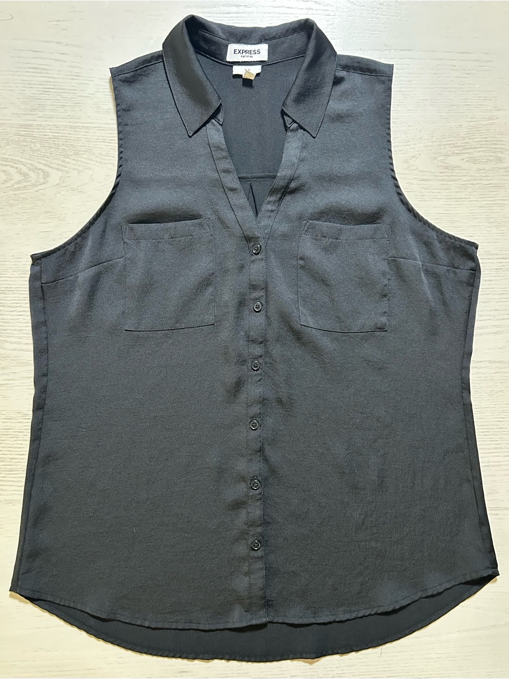 Express Black Sleeveless Portofino Shirt L Large Slim Cut